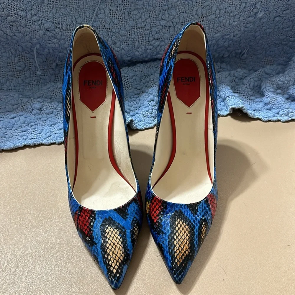 FENDI multicolor python leather pump - Picture 9 of 10